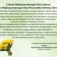Więcej o: Życzenia z okazji Międzynarodowego Dnia Lekarza oraz Międzynarodowego Dnia Pracownika Ochrony Zdrowia